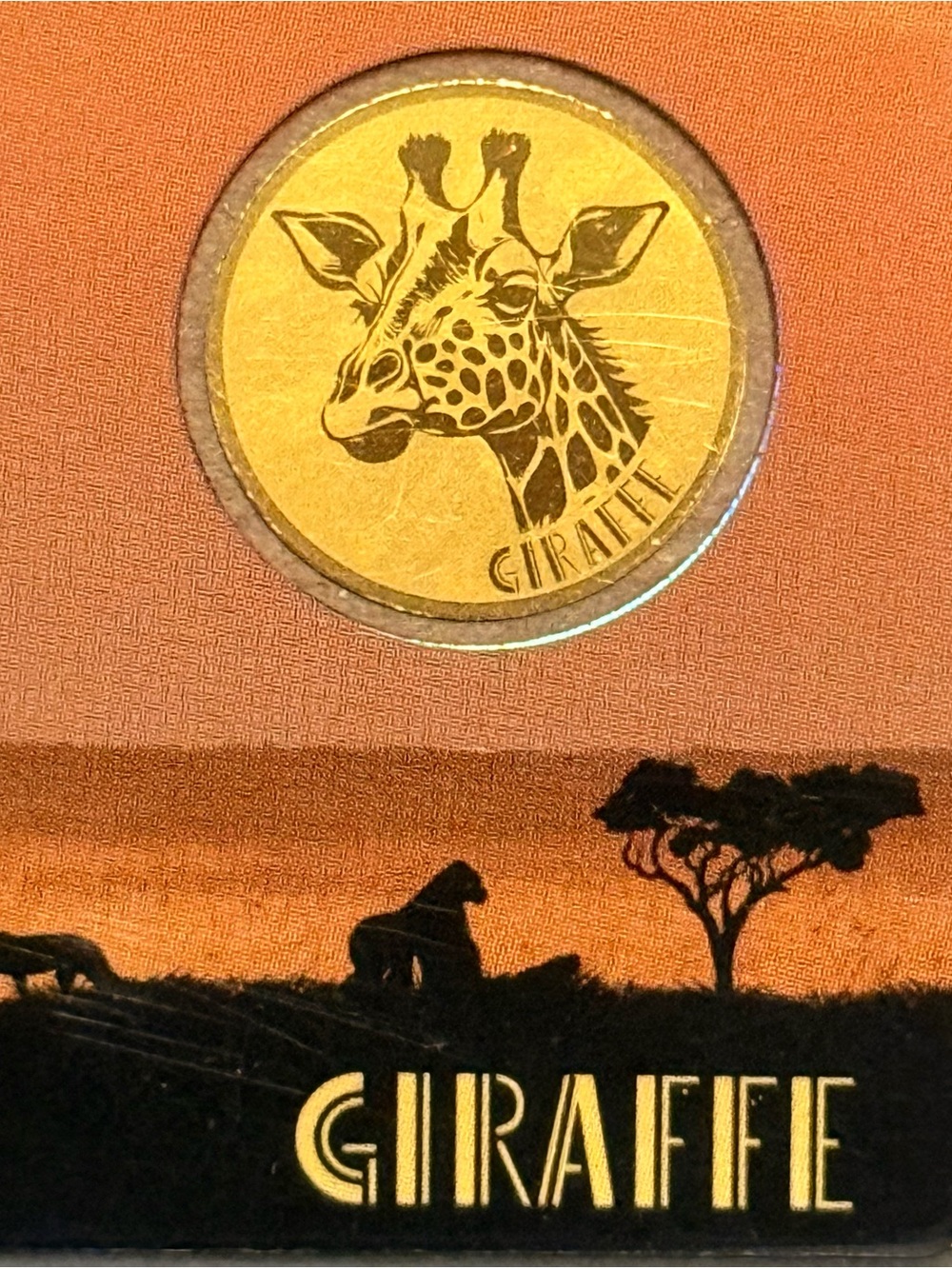 African Giraffe PURE GOLD COIN in Assay Wallet Card • 1/1000oz Fine Gold (.999)